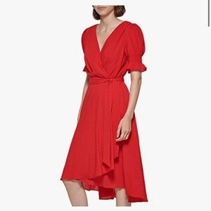 Tommy Hilfiger Red Faux Wrap Dress 14